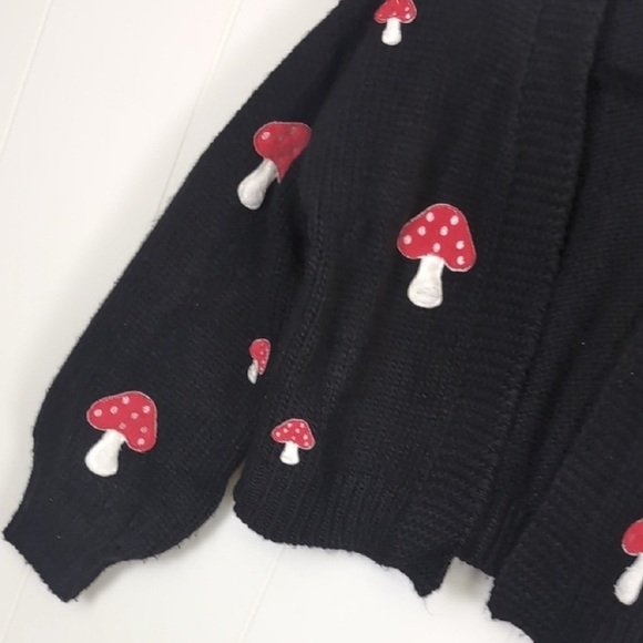 Forever 21 Black and Red Mushroom Cardigan Sweater - Picture 4 of 5